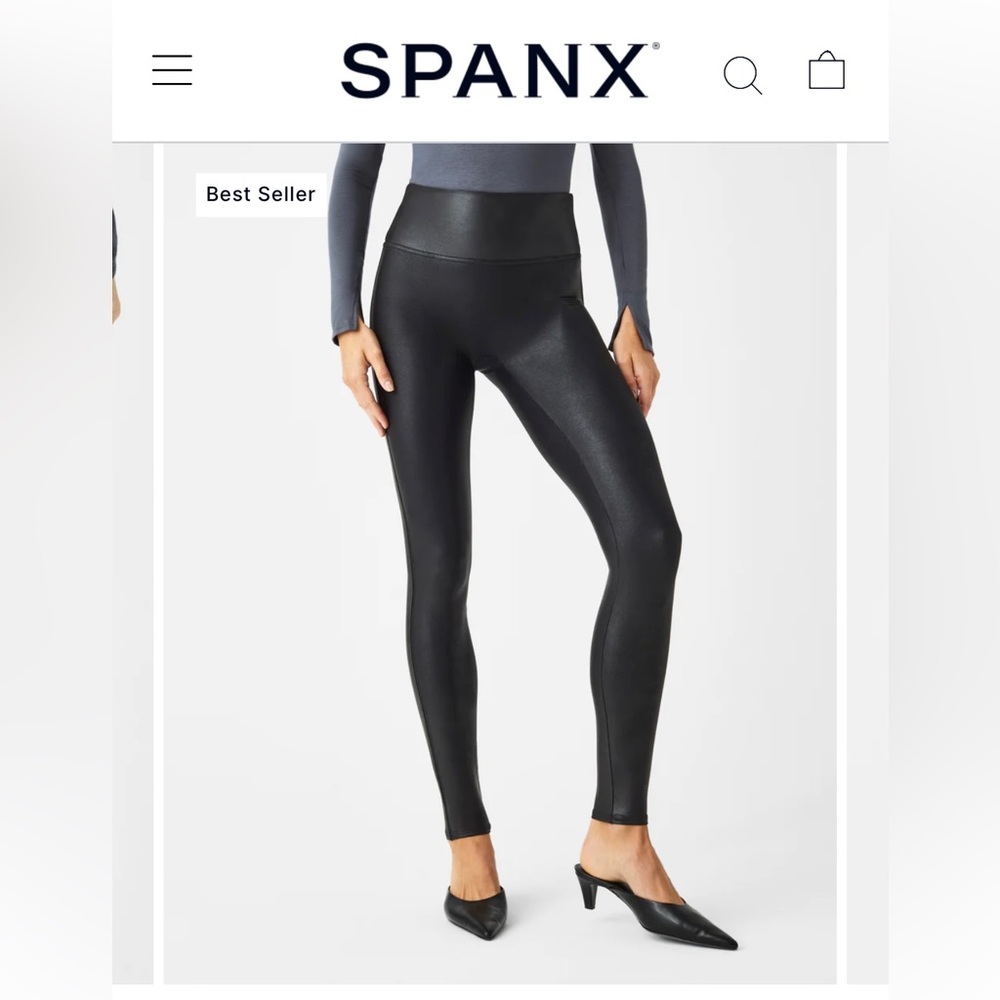 Spanx Faux Leather Leggings. Like new, size Large.